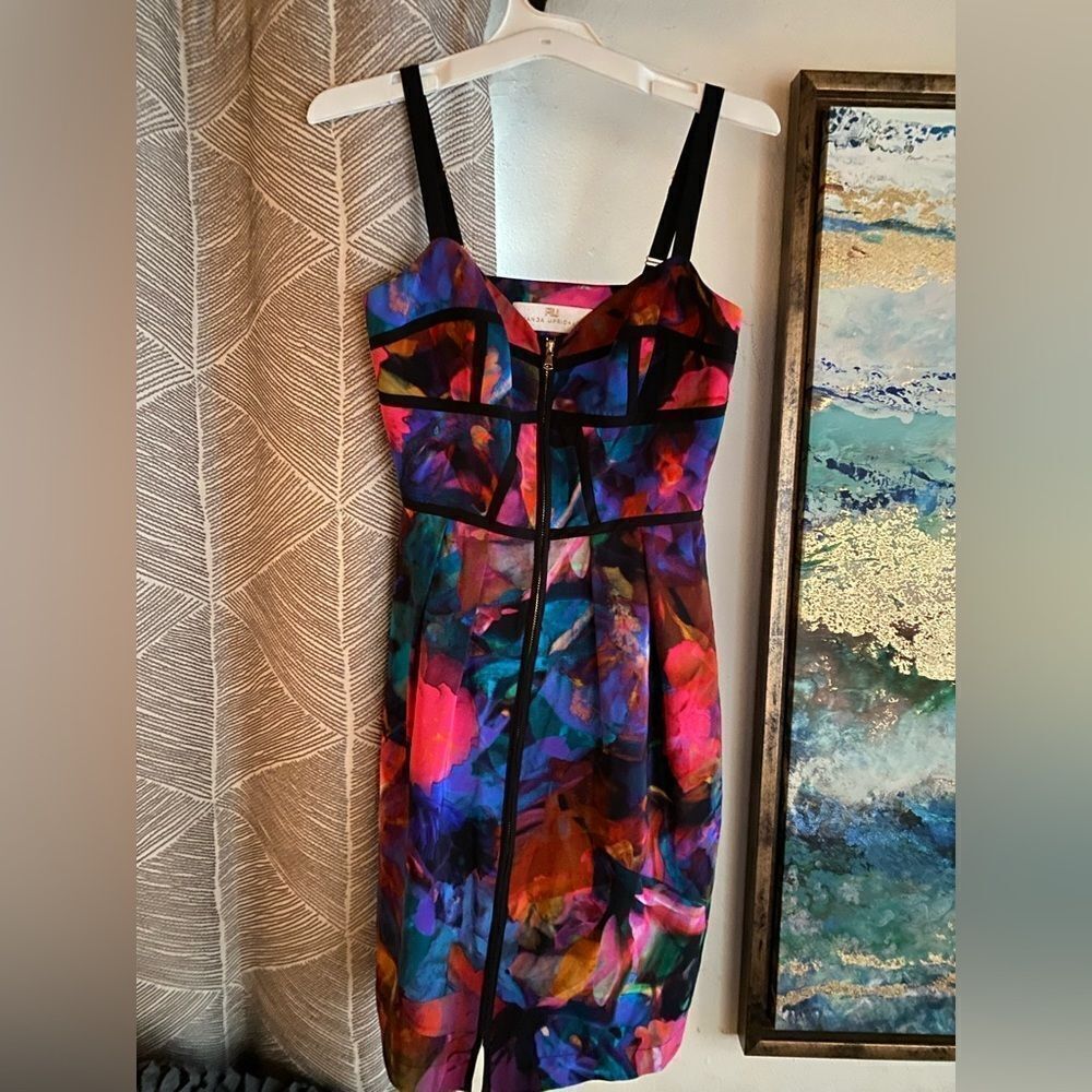 Amanda Uprichard Sleeveless Silk Mini Dress Womens Size XS Multicolored Zip From